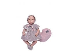 Poupée Guca Reborn Laia 46 cm Robe étoiles Mauve avec Capote, Chaussures Plus Coussin Nuage, Multicolore (18040)
