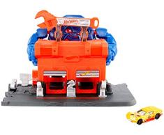Hot Wheels City Attaque de Garage par le gorille, coffret de jeu pour petites voitures à connecter avec circuit et pistes, jouet pour enfant, GJK89