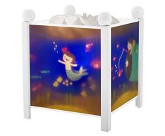 TROUSSELIER - Ninon Sirène - Veilleuse - Lanterne Magique - Idéal Cadeau de Naissance - Dessin animé - Point de Lumière rassurant - Couleur Bois Blanc - Ampoule 12V 10W inclue - Prise Electrique UK