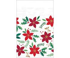 Amscan 572189 Nappe en Plastique Motif Houx et Poinsettia 1,37 m x 2,59 m