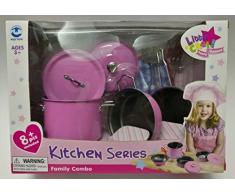 Kiddoo Jeux pour enfants - Set de Cuisine Rose En Metal - 8 Pcs