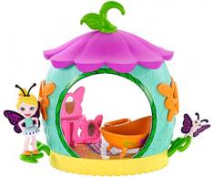 Enchantimals Coffret Petal Park Salle de Bain Cocooning, Mini-Poupée Baxi Papillon et figurine animale Wingrid, avec accessoires, jouet pour enfant, FXM97