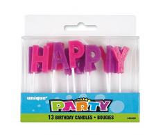 Unique Party Violet et Rose Lettre Happy Birthday Bougies, Lot DE 13