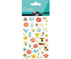 Maildor CY109C - Un sachet de gommettes 3D Cooky 1 planche 7,5x12cm, Fleurs (45 stickers)