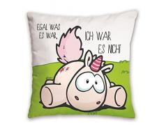 NICI 41254.0 – Licorne Theodor Coussin Imprimé Peu Importe ce Que cétait Coton, 37 x 37 cm