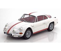 Norev- Alpine Renault A110 1600S 1971-White with Red Stripping Voiture Miniature de Collection, 185303, Blanc/Rouge