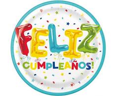 Unique Party 74715 Lot de 8 Assiettes en Papier pour Anniversaire 23 cm