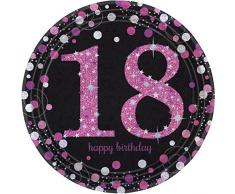 amscan 9900580 23 cm Celebration 18e Anniversaire Assiettes en Papier prismatique