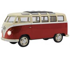 Jamara- Véhicule-VW T1 Bus-Die Cast Moteur à Friction LED, 405145, Rouge, Echelle 1/24