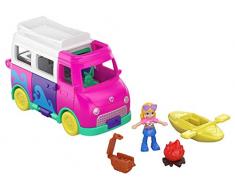 Polly Pocket Pollyville Camping-Car Transformable avec zones de Jeu, mini-figurine, autocollants et accessoires, jouet enfant, édition 2020, GKL49