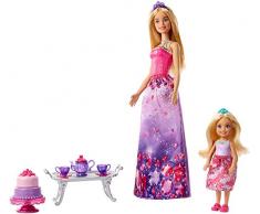 Barbie Dreamtopia Coffret Heure du Goûter, poupées Barbie et Chelsea avec service à thé et gâteau à monter, jouet pour enfant, FPL88
