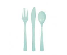 Unique Party 39537-Lot de Couverts en Plastique pour 6 Invités Menthe-18 Pièces, 39537, vert menthe, Pack of 18