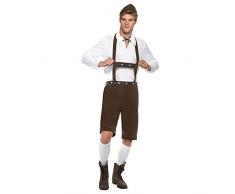 Smiffys - 30286 Déguisement Bavarois, Short, Bretelles, Chemise et Chapeau, Homme - Multicolore(Marron/Blanc) - L