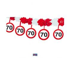 Folat-70th Birthday Traffic Sign Garland with Hangers Guirlande, 5237, Multicolore
