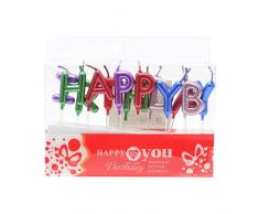 Gifts SHATCHI-1080 RGRP Lot de 4 bougies en forme de lettre de lalphabet Inscription Happy Dark Multicolore pour garçons et filles