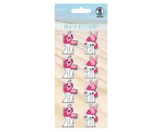 Ursus 564000524 F créative Accessoires, Flamingo, Autocollant, Assortis en 2 Motifs, Lot de 8