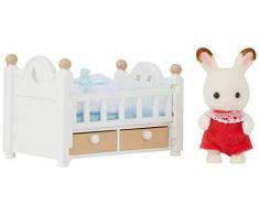 Sylvanian Families - 5017 - Le bébé lapin chocolat et lit