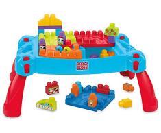 Mega Bloks La Table dApprentissage bleue avec blocs de construction et 2 véhicules, 30 pièces, jouet pour bébé et enfant de 1 à 5 ans, CNM42