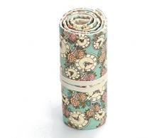 Katara 1786 - Trousse À Crayons en Toile, Étui Rouleau Brodé, Plumier Enroulable Pour École, Atelier Ou Bureau - Style Vintage Retro Floral, 36 Trous