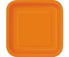 Unique Party - 32341 - Paquet de 14 Assiettes en Carton - 23 cm - Orange