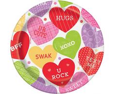 Unique Party 18 cm Candy Saint-Valentin Assiettes, Lot de 8