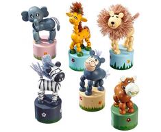 Small Foot 7924 Animaux-poussoir Afrique, jeu de figurines en bois, six animaux différents en bois, à partir de 3 ans