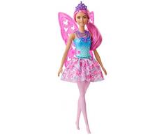 Barbie Dreamtopia poupée fée aux cheveux roses, avec ailes et diadème, jouet pour enfant, GJJ99