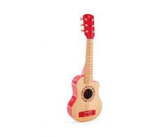 Hape-HAPE-E0602-Instrument de Musique Guitare Rouge Vif Jouets en Bois, E0602, Multicolore, Taille Unique