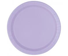 Unique Party - 31414 - Paquet de 20 Assiettes en Carton - 18 cm - Lavande