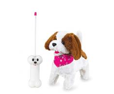 Jamara- 460340-RC Peluche 27MHz – Remue sa Queue, museau, Bouge sa tête Chien Jouets, 460340, Blanc, Brun