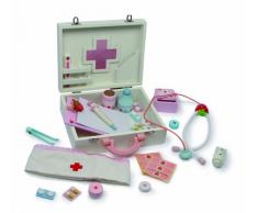 small foot 6113 Mallette médicale Isabelle en bois, avec thermomètre de fièvre, stéthoscope, bonnet dinfirmière et beaucoup plus, à partir de 3 ans