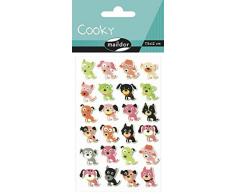 Maildor CY033O - Un sachet de gommettes 3D Cooky 1 planche 7,5x12cm, Chiens (24 stickers)