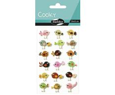 Maildor CY037O - Un sachet de gommettes 3D Cooky 1 planche 7,5x12cm, Oiseaux (18 stickers)