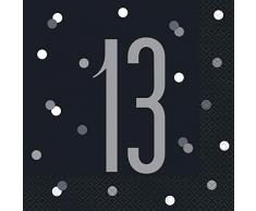 Unique Party- Serviettes de table en papier, 83541, Noir et argenté