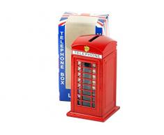 KAV Kamoney Grande Tirelire téléphone londonien Rouge en métal moulé sous Pression 14 cm de Haut avec Une Tirelire Union Jack