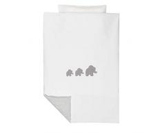 Nattou Parure de Lit Réversible avec Motifs, 140 x 100 cm, Tembo, Blanc/Gris