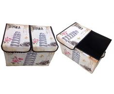 GMMH Boîte de rangement avec couvercle rembourré Paris Rome England London