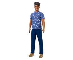 Barbie Fashionistas poupée mannequin #114 Ken avec chemise bleue à fleurs, jouet pour enfant, FXL61
