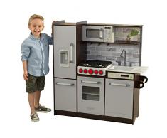 KidKraft 53426 Uptown Elite Espresso Cuisine en bois avec sons, lumières et machine à glaçons pour enfant - EZ Kraft Assembly ™