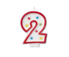 Unique Party - 37312 - Bougie à Paillettes dAnniversaire Numéro 2 et Décoration pour Gâteau - Happy Birthday