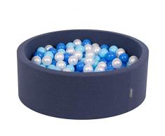 KiddyMoon 90X30cm/200 Balles ∅ 7Cm Piscine À Balles Pour Bébé Rond Fabriqué En UE, Bleu Foncé: Babyblue/Bleu/Perle