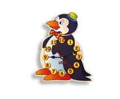 Dida – Horloge Murale en Bois Enfant – Penguin – Horloge en Bois pour Chambre denfant