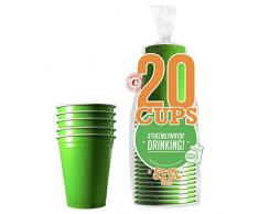 Pack de x20 Original Green Cups Officiels | Gobelets Américains 53cl Verts | Beer Pong Qualité Premium | Gobelets en Plastique Réutilisables | Lavables Main ou Lave-Vaisselle | OriginalCup®
