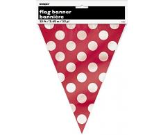 Unique Party - 10022 - Guirlande Fanions à Pois Rouge de 3,65 m