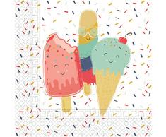 Procos 90236 Lot de 20 Serviettes de Table Crème glacée Blanc