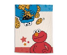 NICI 41978 Composition : Polaire 100 % Polyester Sesamstra, Couverture Polaire à miettes et élan Rouge 125 x 160 cm