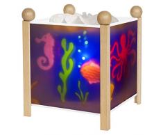 TROUSSELIER - La Mer - Veilleuse - Lanterne Magique - Idéal Cadeau de Naissance - Dessin animé - Point de Lumière rassurant - Couleur Bois Naturel - Ampoule 12V 10W inclue - Prise Electrique UK