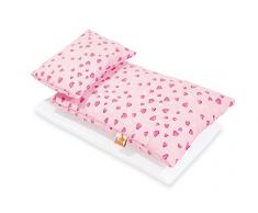 Pinolino - 28350-7 - Accessoire Poupée - Textile pour Lit de Poupées - 3 Pièces - Design Coeur Rose