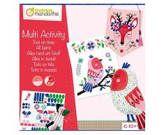 Avenue Mandarine KC085C - Un gros coffret Tout en tissu comprenant tous les composants pour un sac à coudre, un oiseau à coudre, 3 cartes à décorer, une planches de stickers, du fil et une aiguille