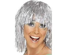 Smiffys Perruque cyber guirlande, argent, métallique